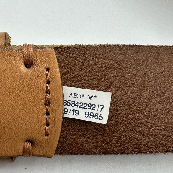 American Eagle Women's Brown Leather Brass Buckle Belt Size Small - Picture 6 of 6